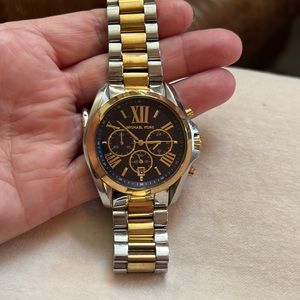 Michael Kors oversized watch in gold/silver .